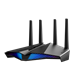 RT-AX82U front view, tilted 45 degrees, with Aura lighting